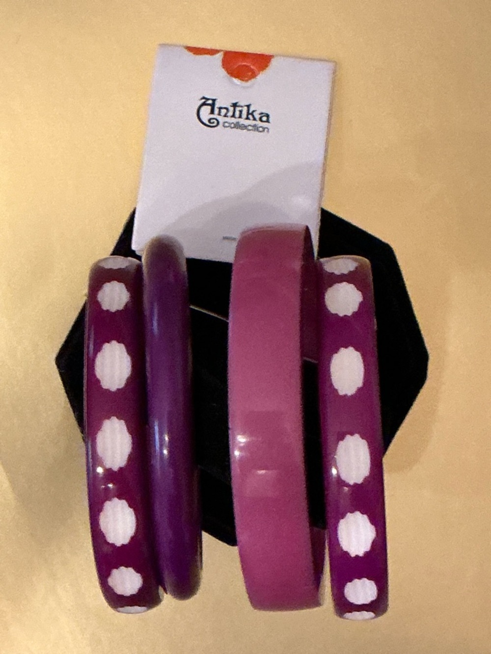 Donut Dots Spots Bangle Bracelet Purple Set of 4